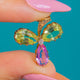 Antique 15ct Gold Pink Topaz &  Chrysoberyl Diamond Clover Pendant