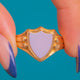 Chunky Antique 18ct Gold Sardonyx Shield Ring, c.1899