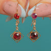 Antique Edwardian 9ct Gold Garnet Pearl Drop Earrings