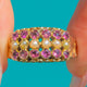 Victorian 9ct Gold Amethyst Pearl Triple Row Ring, Engraved Band c.1879
