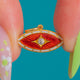Antique 15ct Gold Red & White Enamel Diamond Charm