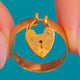 Antique 9ct Gold Heart Padlock Ring c.1919 — front on blue