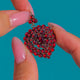Victorian Rose Cut Garnet Cluster Heart Locket, front Garnet heart