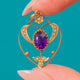 Edwardian 9ct Gold Amethyst Pearl Heart Pendant, 0.65ct