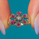 Georgian 9ct Gold Natural Ruby Diamond Cluster Ring, Inscribed 1844