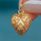 Antique 9ct Gold Repousse Puffy Heart Pendant