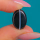 15ct Gold Victorian Banded Agate Charm, front of dark Banded Agate oval