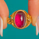 Art Nouveau 18ct Gold Garnet Cabochon Ring