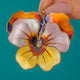 DAVID ANDERSEN Norwegian Silver Pink & Orange Enamel Pansy Pendant