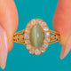 Victorian Cat's Eye Chrysoberyl Diamond Halo Ring in 18ct Gold