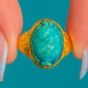 Art Deco 22ct Gold Archaeological Revival Faience Scarab Beetle Ring