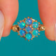 Mid-Century 9ct Gold Glowy Opal Flower Ring