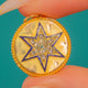Antique 18ct Gold Blue Enamel Diamond Star Disc Pendant