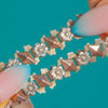French Antique Silver & 9ct Rose Gold Floral Bracelet with Decorative Fob