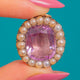 Georgian 15ct Gold Amethyst and Pearl Cluster Pendant, front of Amethyst Pearl cluster