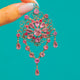 Antique Austro-Hungarian Pink Paste Silver Filigree Drop Pendant