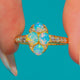 18ct Gold Four Stone Opal & Diamond Shoulder Ring