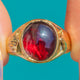 IMPRESSIVE Antique 18ct Gold Garnet Cabochon Ring 4.50ct, c.1918