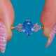 9ct Gold Natural Cornflower Blue 1.40ct Sapphire Engagement Ring, Diamond Trefoil Shoulders