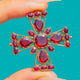 Cherry Red Georgian 9ct Gold Flat-Cut Garnet Maltese Cross Pendant