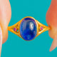 RARE Antique 18ct Gold Poison Ring, 1.80ct Natural Sapphire Cabochon WITH Box
