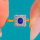 18ct Gold Sapphire Diamond Square Cluster Ring