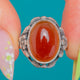 Arts & Crafts Era Silver Floral Carnelian Cabochon Ring