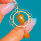 Edwardian 9ct Gold Amber Heart Drop Pendant