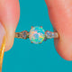 Antique 18ct White Gold Opal Ring Diamond Shoulders