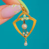 Art Nouveau 15ct Gold Enamel Pearl Pendant