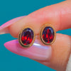9ct Gold Garnet Oval Stud Earrings