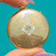 18ct Gold JUGENDSTIL Antique Diamond Locket, White Enamel Accents