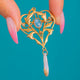 Art Nouveau 9ct Gold Moonstone & Mississippi Pearl Heart Pendant