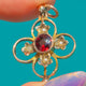 Edwardian 9ct Gold Garnet & Pearl Clover Charm