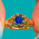 Chunky Antique 18ct Gold Sapphire Buttercup Belcher Ring, 0.75ct Natural Unheated Sapphire