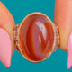 Chunky Embossed Shoulders 9ct Gold Carnelian Cabochon Ring c.1969