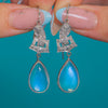 18ct Gold & Platinum Early 20th Century Moonstone Diamond Drop Earrings