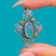 Art Nouveau Silver Moonstone & Enamel Floral Pendant c.1905
