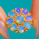 15ct Gold Opal Cabochon Flower Cluster Ring, 4.85ct