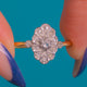 Antique French 18ct Gold Diamond Flower Cluster Engagement Ring