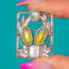 Arts & Crafts Era Silver Foiled Moonstone Brooch