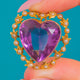 Superb Antique 15ct Gold Amethyst Heart Pearl Garland Pendant
