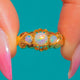 Vivid Antique 18ct Gold Opal Three Stone Ring c.1909