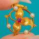 Dainty 15ct Gold Ruby Pearl Flower Charm