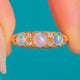 Antique 18ct Gold Opal Three Stone Ring, Diamond Spacers