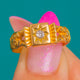 18ct Gold Old Mine-Cut Diamond Star-Set Gypsy Ring Ornate