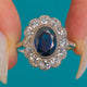 Edwardian 18ct White Gold 2.30ct Natural Sapphire & Diamond Cluster Ring